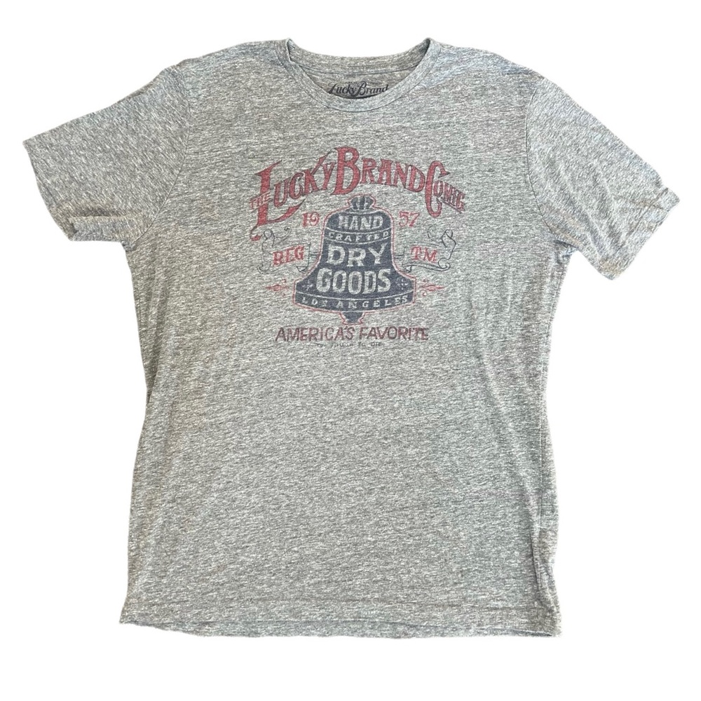 Lucky Brand Mens Shirt Gray Graphic Logo Size Large